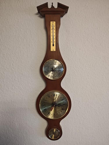 Wetterstation mit uhr holz - uhr,